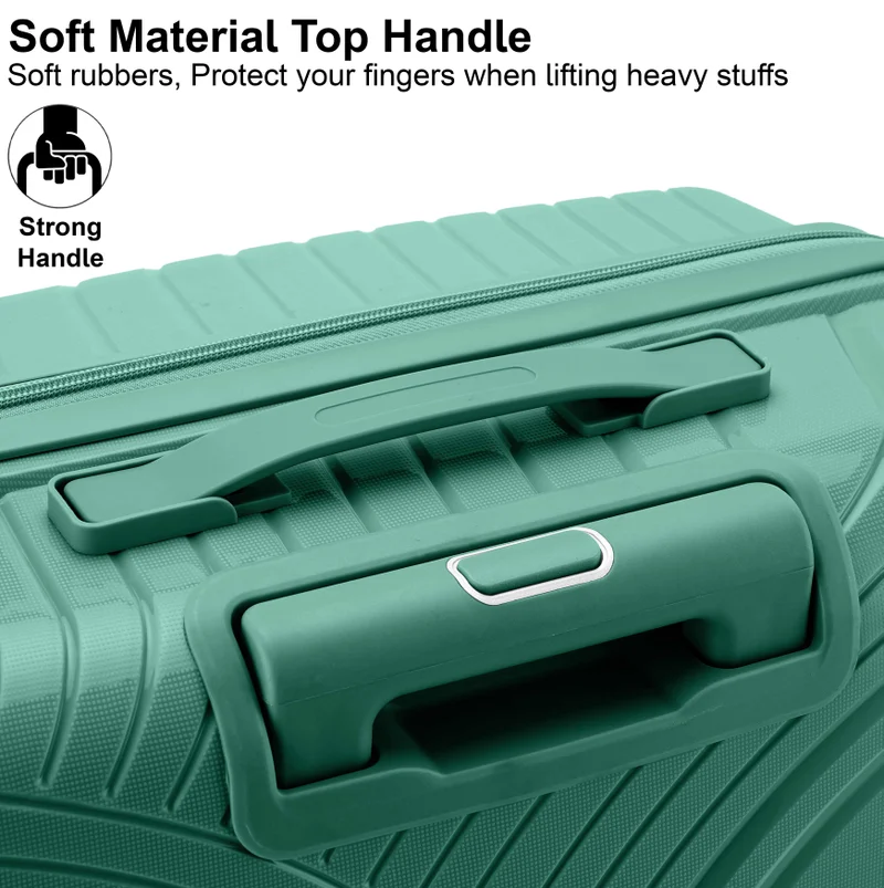 Senator  unisex hard case medium checked luggage lightweight pp fashion trolley luggage with 360° degree 4 twin wheel and safe zippers kh1010 green  | Best Price UAE